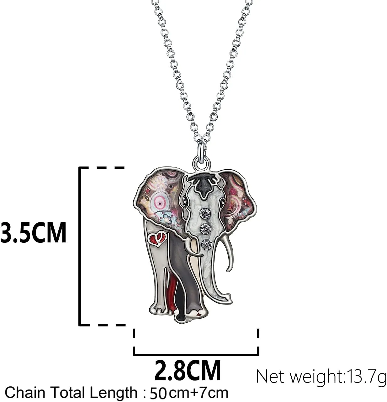 BONSNY Signature Africa Wildlife Collection SUNRISE Jungle Safari Wild Elephant Enamel Pendant Necklace