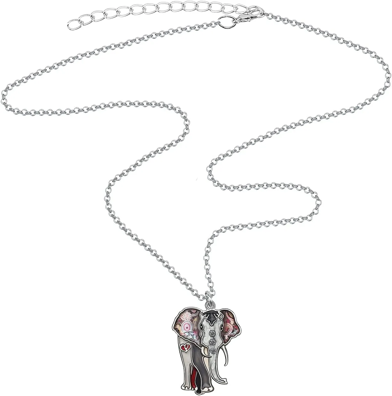 BONSNY Signature Africa Wildlife Collection SUNRISE Jungle Safari Wild Elephant Enamel Pendant Necklace