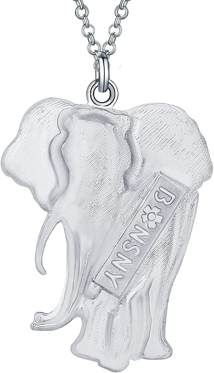 BONSNY Signature Africa Wildlife Collection SUNRISE Jungle Safari Wild Elephant Enamel Pendant Necklace