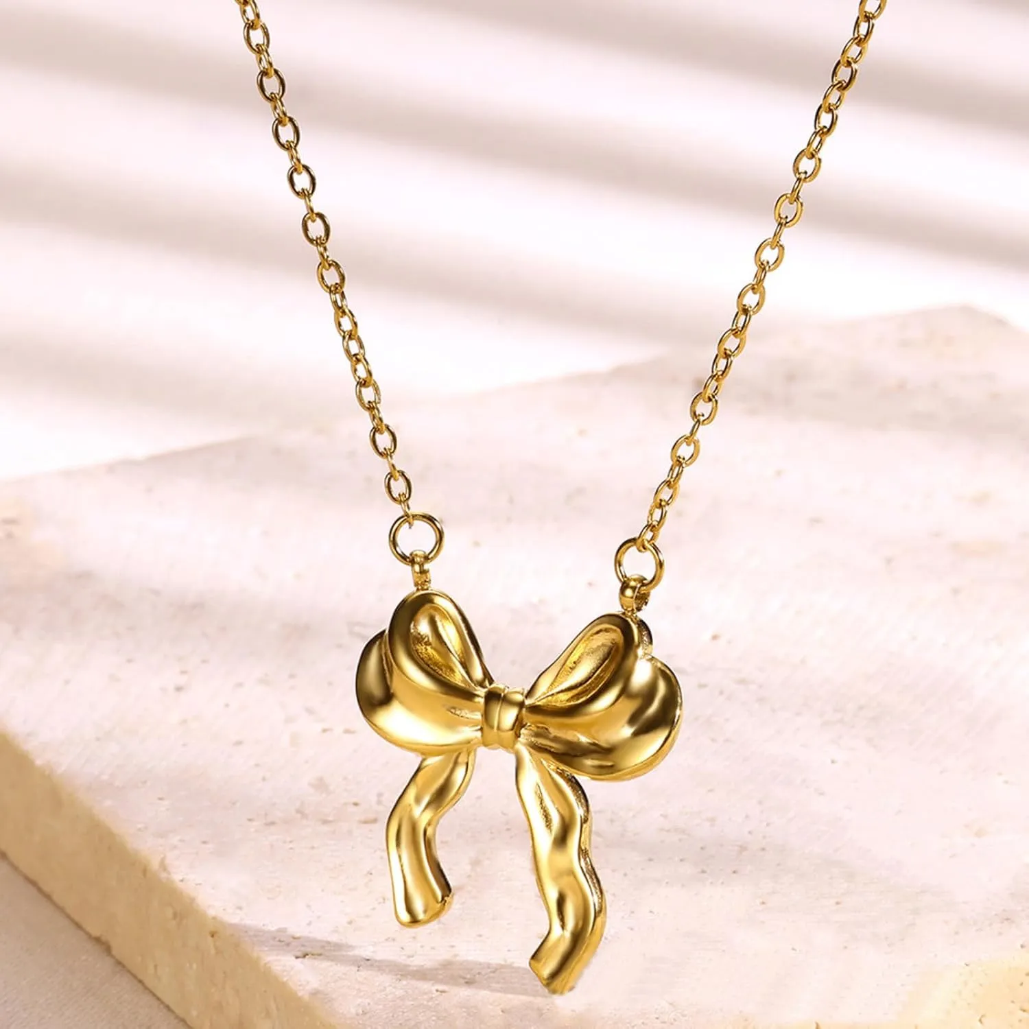 Bow Necklace Earrings Set for Women Bow Jewelry Trendy Rhinestone Bowknot Pendant Necklace Gold Silver Bow Earrings Christmas Gifts for Stocking Stuffers