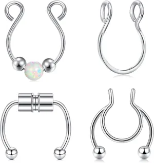 Briana Williams Fake Septum Piercing Fake Septum Ring Faux Septum Nose Rings Fake Septum Fake Nose Ring Clip On Septum Nose Ring Faux Septum Piercing for Women Non Piercing Fake Septum Hoop Jewelry