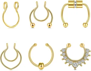 Briana Williams Fake Septum Piercing Fake Septum Ring Faux Septum Nose Rings Fake Septum Fake Nose Ring Clip On Septum Nose Ring Faux Septum Piercing for Women Non Piercing Fake Septum Hoop Jewelry