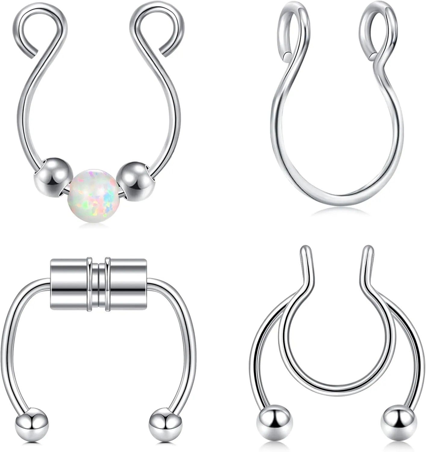 Briana Williams Fake Septum Piercing Fake Septum Ring Faux Septum Nose Rings Fake Septum Fake Nose Ring Clip On Septum Nose Ring Faux Septum Piercing for Women Non Piercing Fake Septum Hoop Jewelry