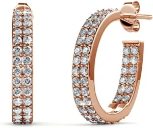 Cate & Chloe Grace White Gold Hoop Earrings, 18k Hoops with Crystals, Sparkling Silver Hoops Earring Set with Round Cut Diamond Crystals, Wedding Anniversary Jewelry