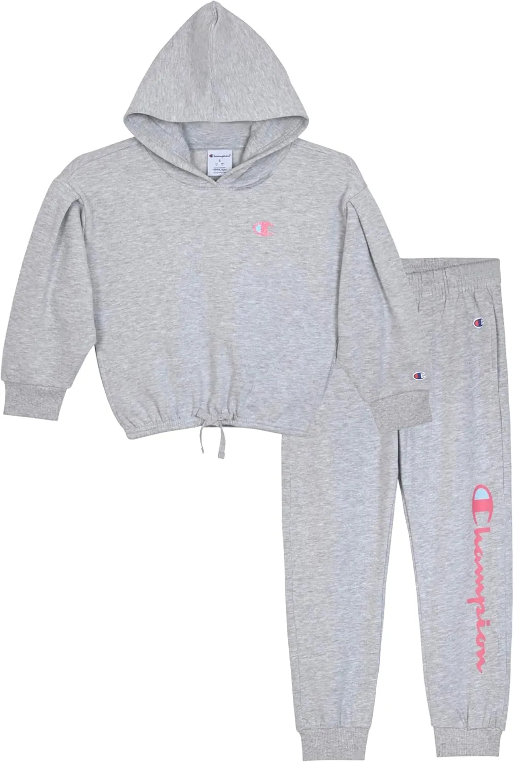 Champion Girls Hoodie and Sweatpant Set for Kids Athletic Fleece Sweatsuit