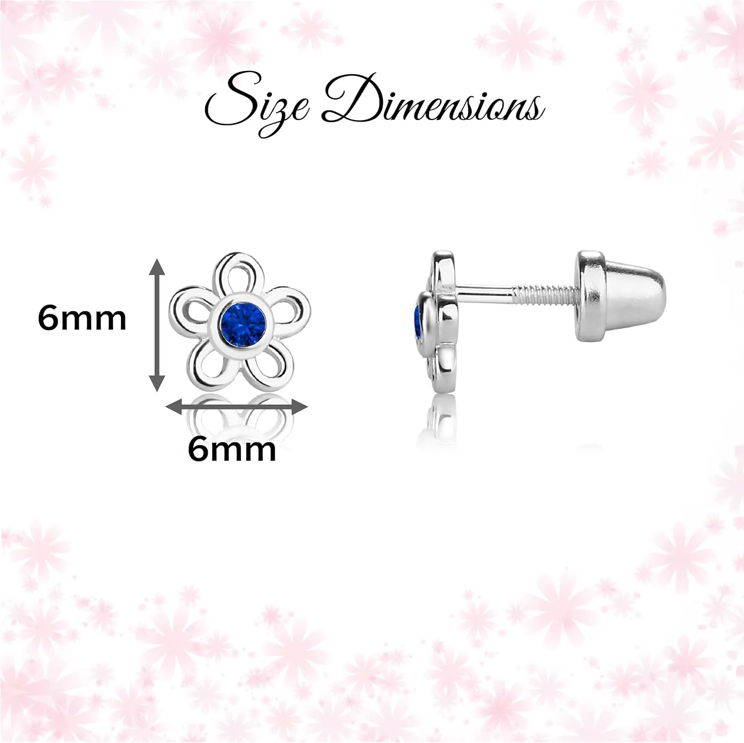 Cherished Moments Girls' Sterling Silver CZ Simulated Birthstone Daisy Earrings with Screw Back (6mm)