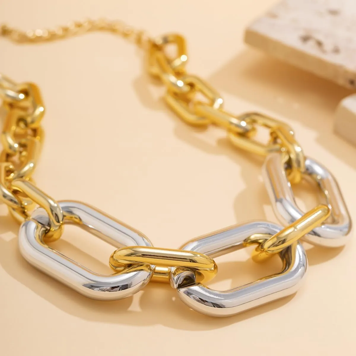 Chunky Gold Necklace Chunky Necklaces for Women Gold Statement Necklace Trendy Thick Chain Necklace Cuban Link Chain Necklace Punk Chain Choker Necklace Trendy Jewelry