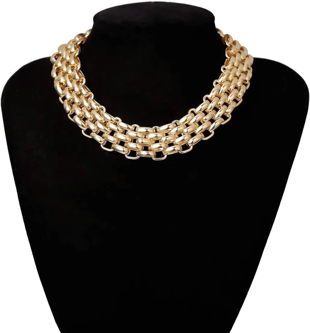 Chunky Gold Necklace Chunky Necklaces for Women Gold Statement Necklace Trendy Thick Chain Necklace Cuban Link Chain Necklace Punk Chain Choker Necklace Trendy Jewelry