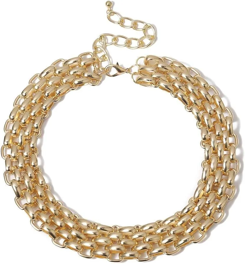 Chunky Gold Necklace Chunky Necklaces for Women Gold Statement Necklace Trendy Thick Chain Necklace Cuban Link Chain Necklace Punk Chain Choker Necklace Trendy Jewelry