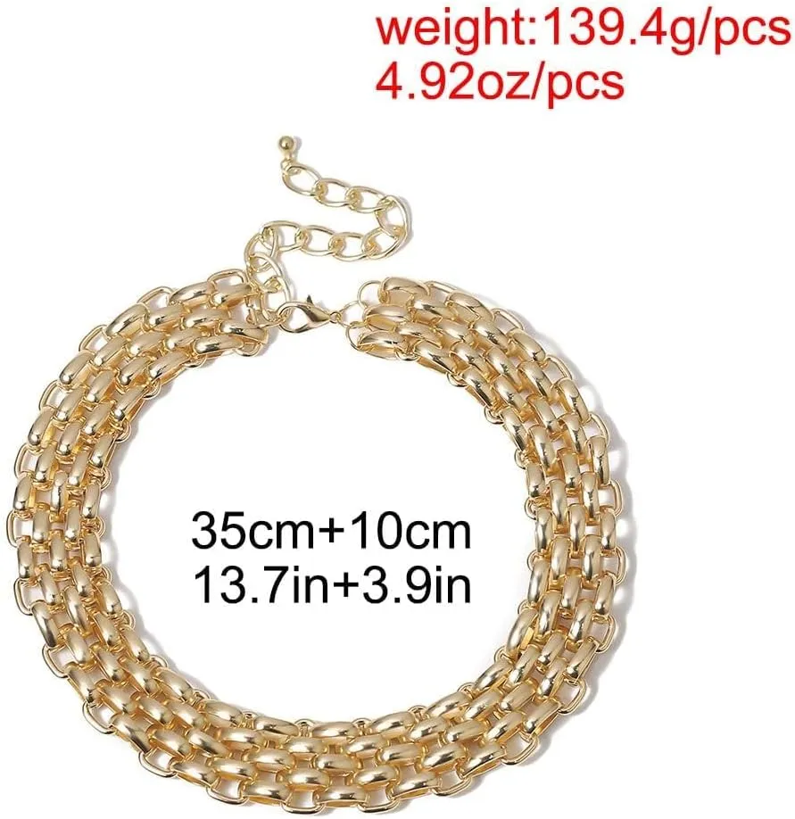 Chunky Gold Necklace Chunky Necklaces for Women Gold Statement Necklace Trendy Thick Chain Necklace Cuban Link Chain Necklace Punk Chain Choker Necklace Trendy Jewelry