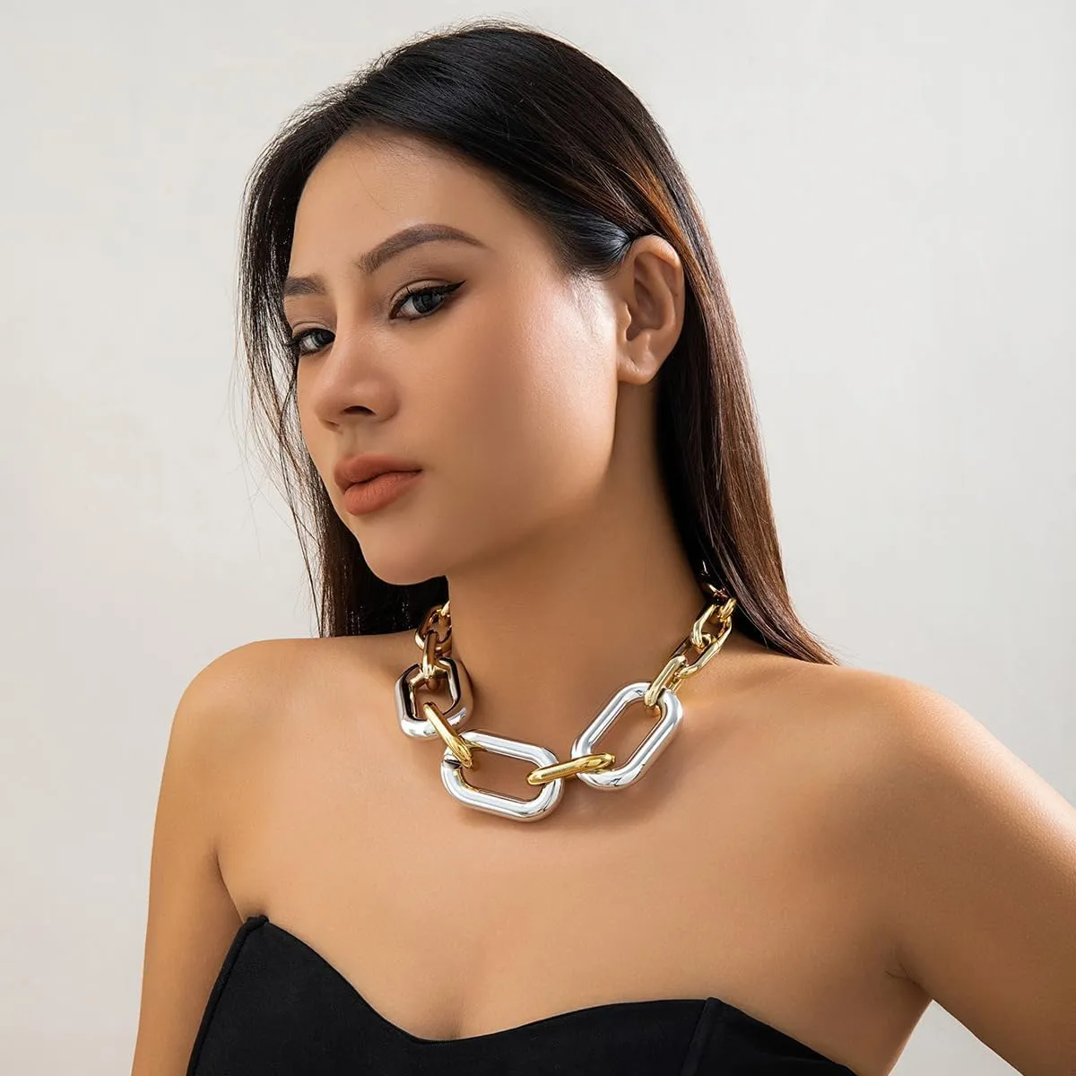 Chunky Gold Necklace Chunky Necklaces for Women Gold Statement Necklace Trendy Thick Chain Necklace Cuban Link Chain Necklace Punk Chain Choker Necklace Trendy Jewelry