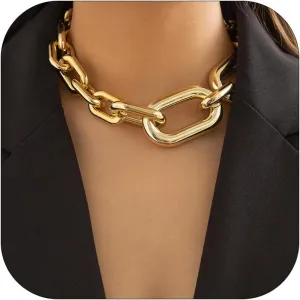 Chunky Gold Necklace Statement Necklaces Stack Dainty Gold Chain Necklace Women Layered Charm Necklace for Women Vintage Thick Necklace for Women Trendy Jewelry Gifts for Women
