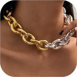 Chunky Gold Necklace Statement Necklaces Stack Dainty Gold Chain Necklace Women Layered Charm Necklace for Women Vintage Thick Necklace for Women Trendy Jewelry Gifts for Women