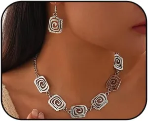 Chunky Gold Silver Necklace Earrings Set for Women, Exaggerated Big Ball Pendant Bead Choker Necklaces Earring Trendy Fashion Holiday Party Statement Jewelry Set