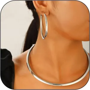 Chunky Gold Silver Necklace Earrings Set for Women, Exaggerated Big Ball Pendant Bead Choker Necklaces Earring Trendy Fashion Holiday Party Statement Jewelry Set