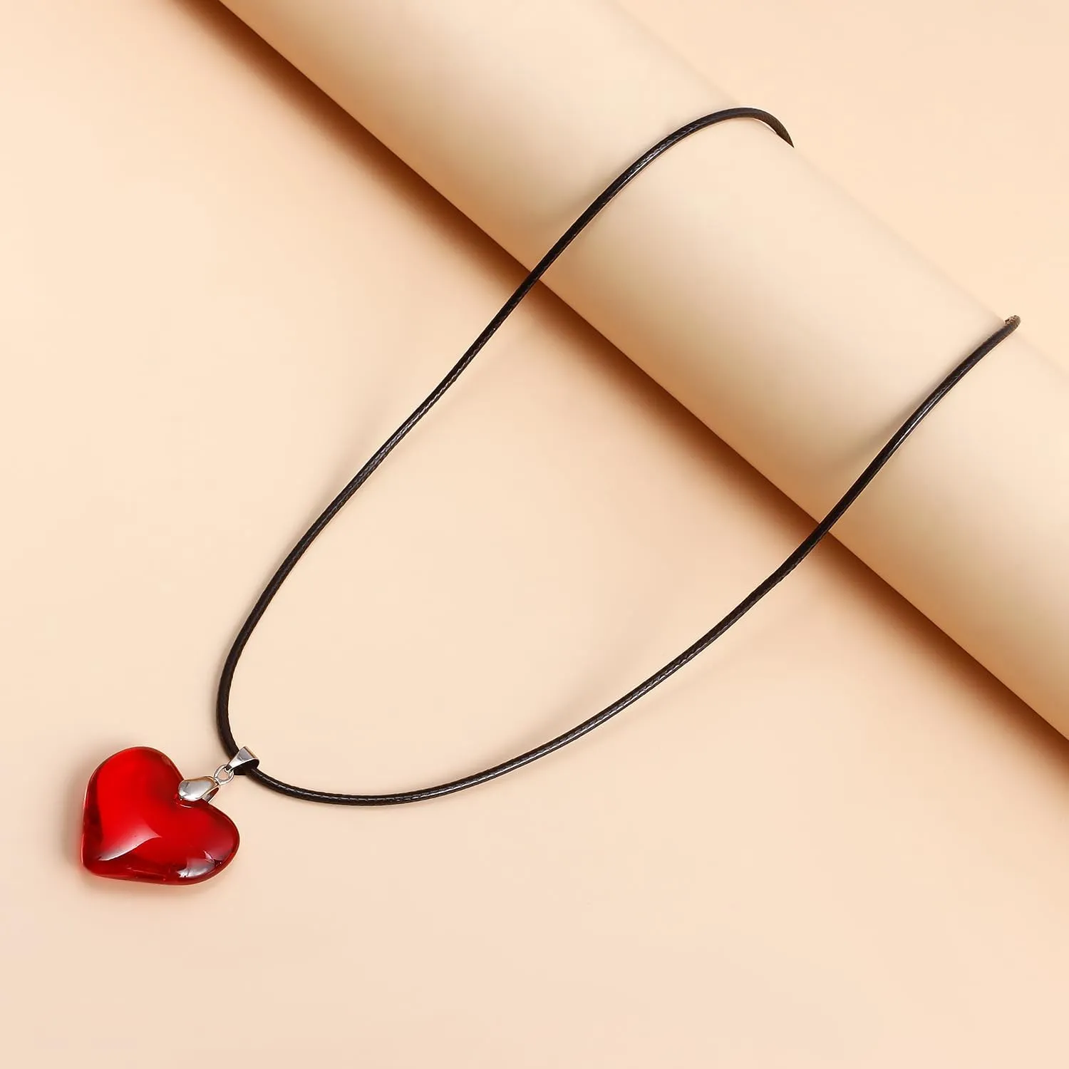 Chunky Puffy Heart Choker Necklace Big Red Heart Pendant Adjustable Velvet Chain Punk Statement Necklaces Y2K Trendy Hip Hop Jewelry Accessories for Women Teen