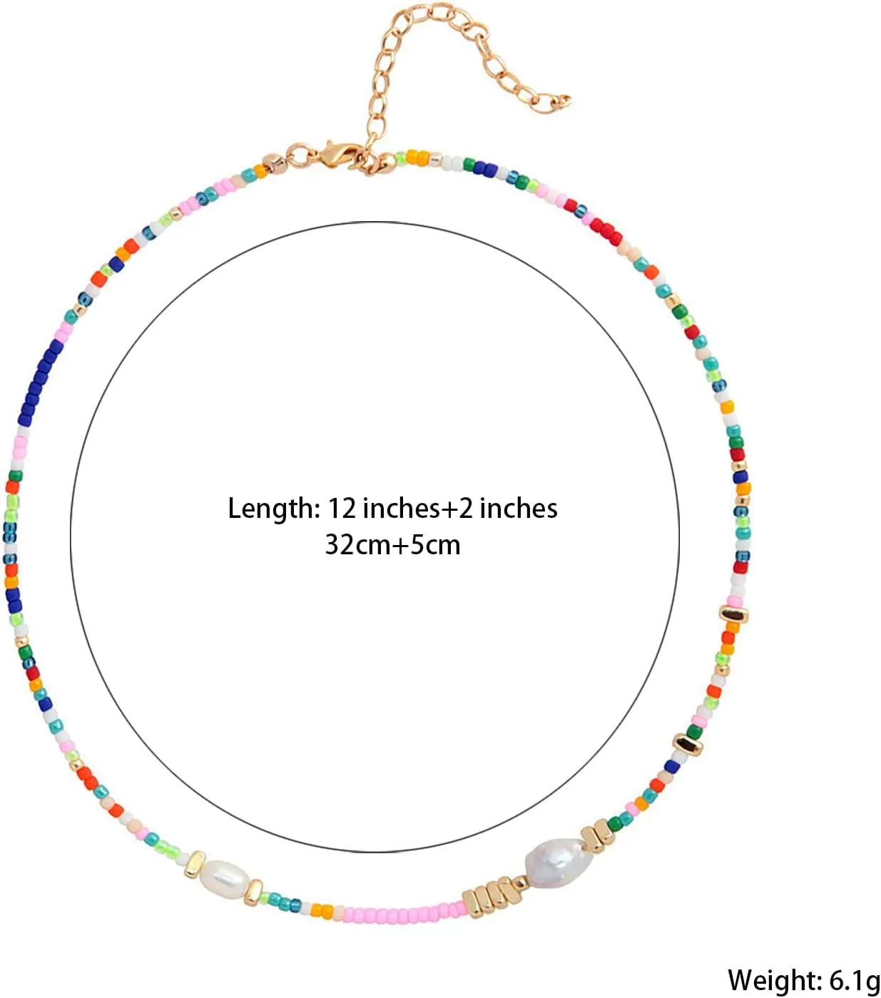 Colorful Beaded Necklace for Women Pearl Choker Necklace Adjustable Beach Shell Necklace Boho Bead Necklaces for Women Jewlery