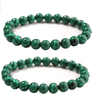 COLORFUL BLING Natural Malachite Bracelet Set,Handmade Gemstone Beaded Stretch Bracelets for Women Men Yoga Bracelet Natural Stone Crystal Beads Bracelets