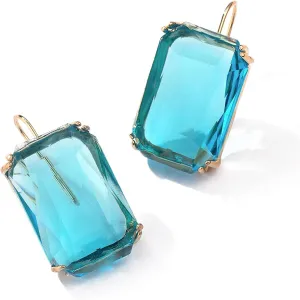 Colorful Rectangle Glass Crystal Earrings Orthogon Gemstone Square Transparent Crystal Glass Dangle Earrings for Women Girls Jewelry