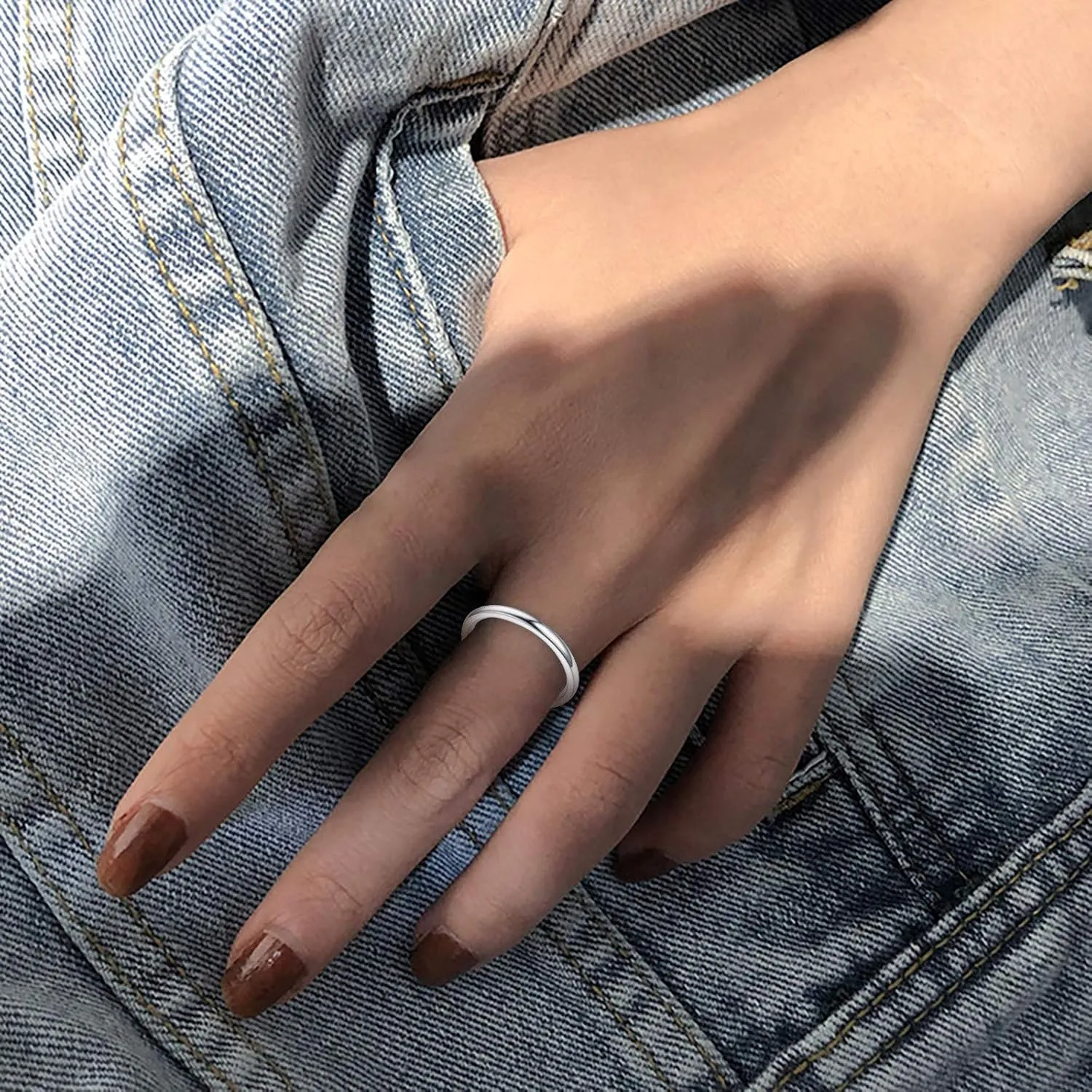 Contracted Women's Fine Polished Ring Tail Fashion Couple Hand 2MM Ring Rings Rings for Men Snake (Multicolor, 5)