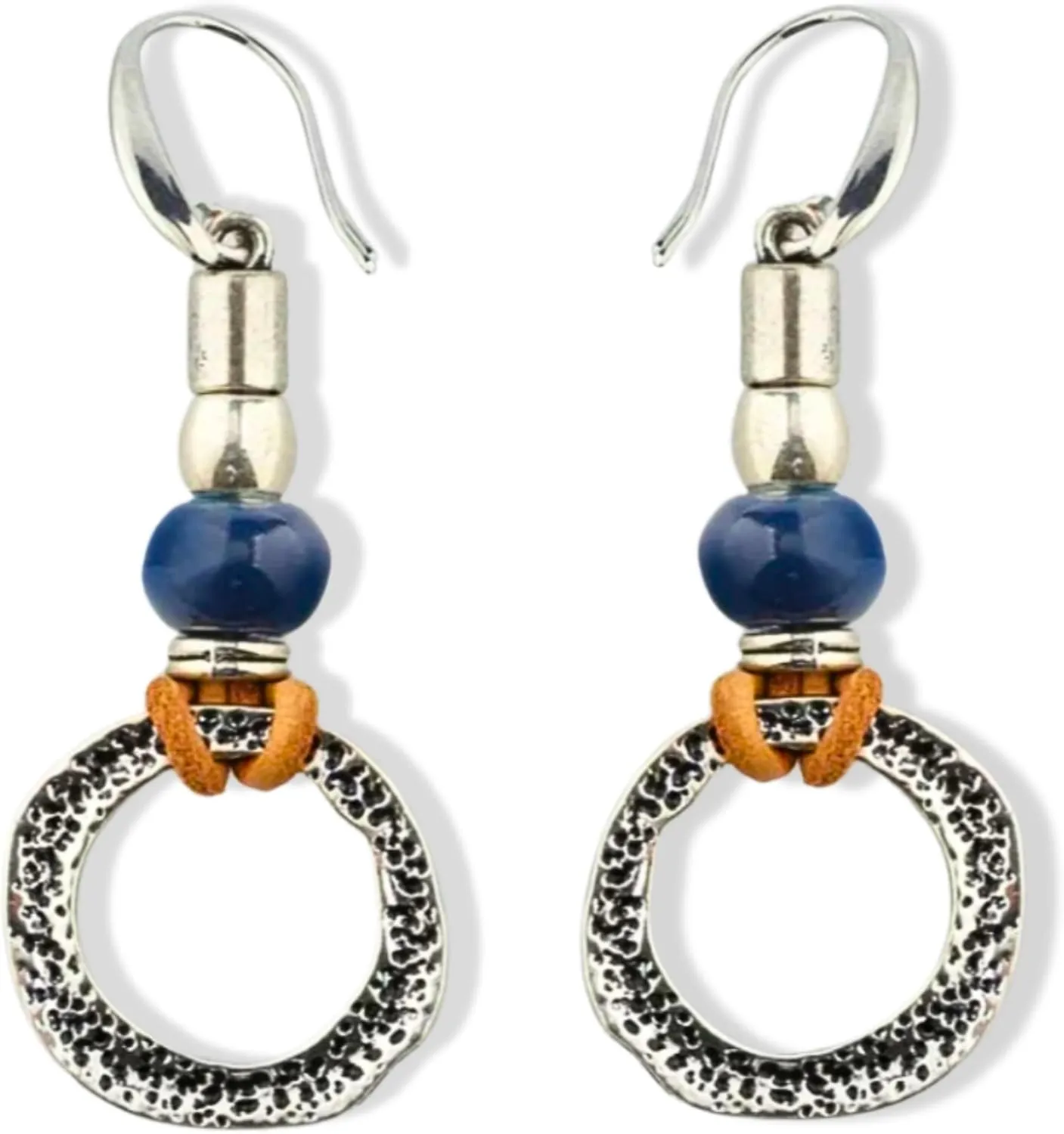 Country Western Earrings for Women, Teenagers - Boho Festival Accessories Filigree Geometric Dangling Silver Turquoise Teardrop Earring Set