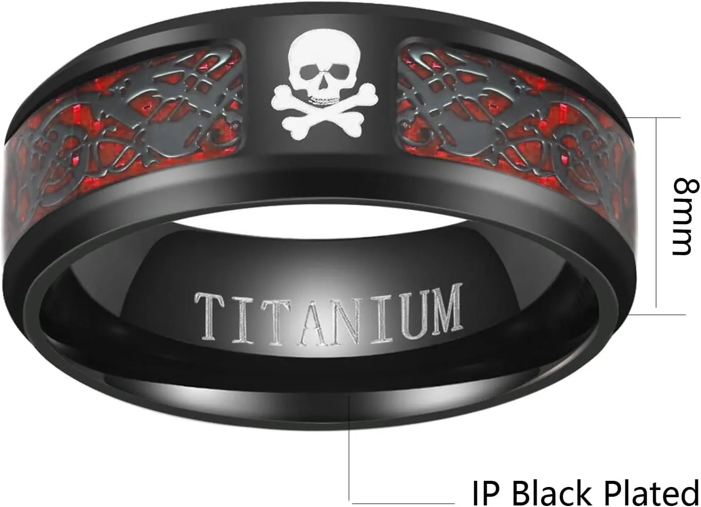 Couple Rings Matching Rings Black Wings Skull Ring 1.5ct Red CZ Womens Wedding Ring Sets Punk Ring