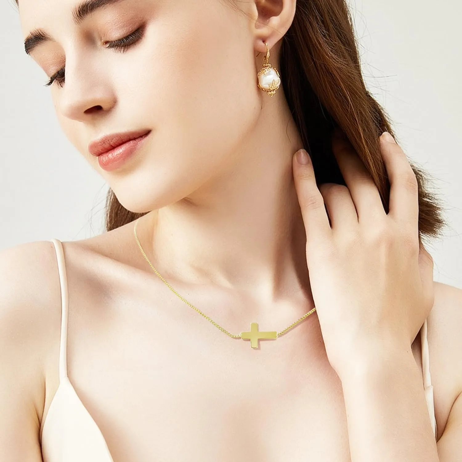 Cross Necklace for Women14K Gold Plated Cross Necklace Trendy Gold Jewelry Gifts for Women Trendy
