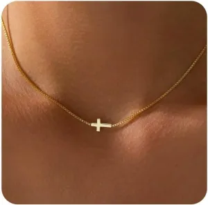Cross Necklace for Women14K Gold Plated Cross Necklace Trendy Gold Jewelry Gifts for Women Trendy