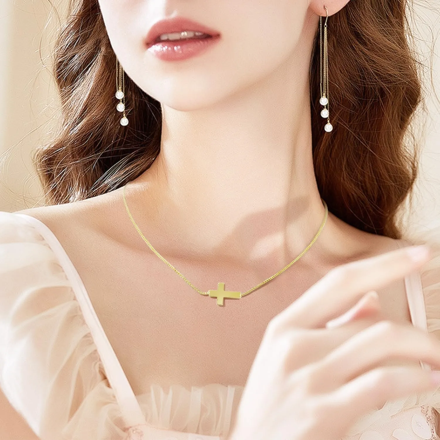 Cross Necklace for Women14K Gold Plated Cross Necklace Trendy Gold Jewelry Gifts for Women Trendy