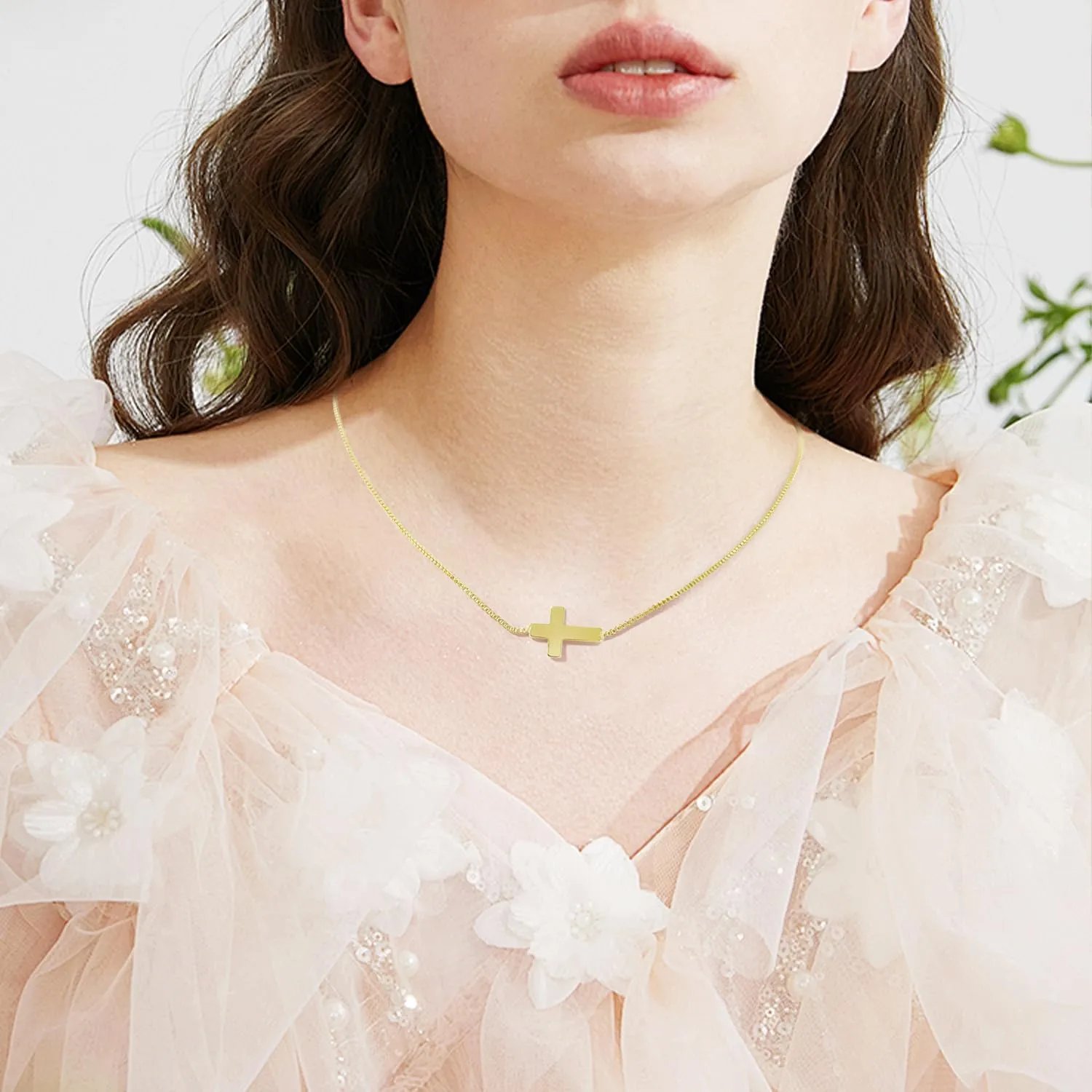 Cross Necklace for Women14K Gold Plated Cross Necklace Trendy Gold Jewelry Gifts for Women Trendy