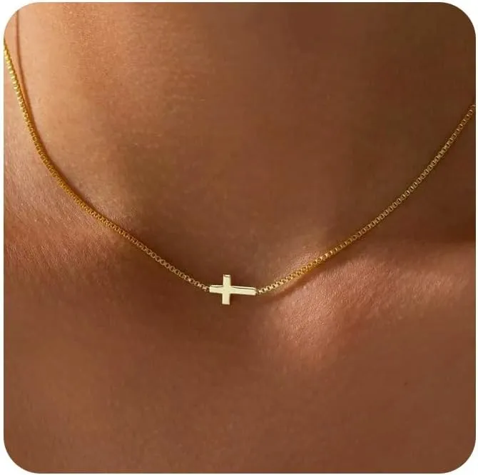 Cross Necklace for Women14K Gold Plated Cross Necklace Trendy Gold Jewelry Gifts for Women Trendy