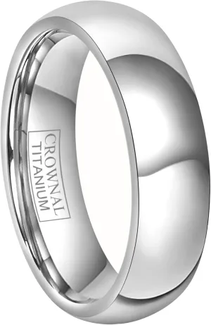 CROWNAL 4mm 6mm 8mm Titanium Wedding Couple Bands Rings Men Women Dome Polished Engraved I Love You Comfort Fit Size 4 To 16