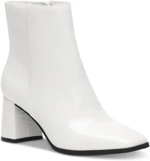 Cufflinks Inc. Womens Dasha Leather Square Toe Booties, White, 6 Medium