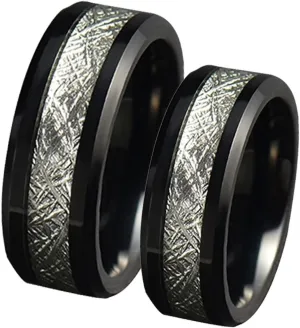 Daesar Matching Rings for Couples, Women and Men Engagement Ring Tungsten 8MM Round Polished and Matte Black