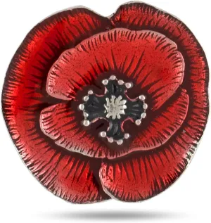 Danforth Remembrance Poppy Lapel Pin (Red)  Handcrafted Pewter Lapel Pins For Women, 7/8, Made In USA