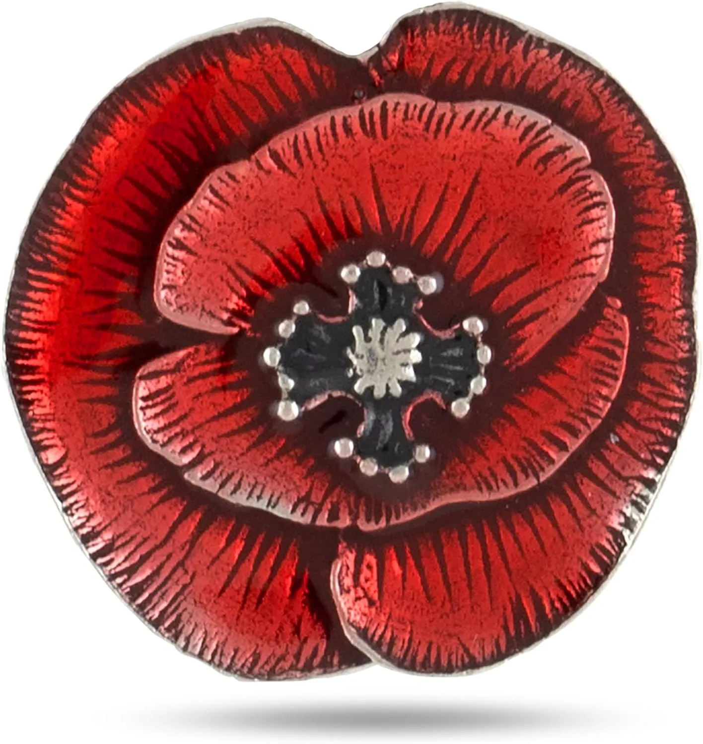 Danforth Remembrance Poppy Lapel Pin (Red)  Handcrafted Pewter Lapel Pins For Women, 7/8, Made In USA