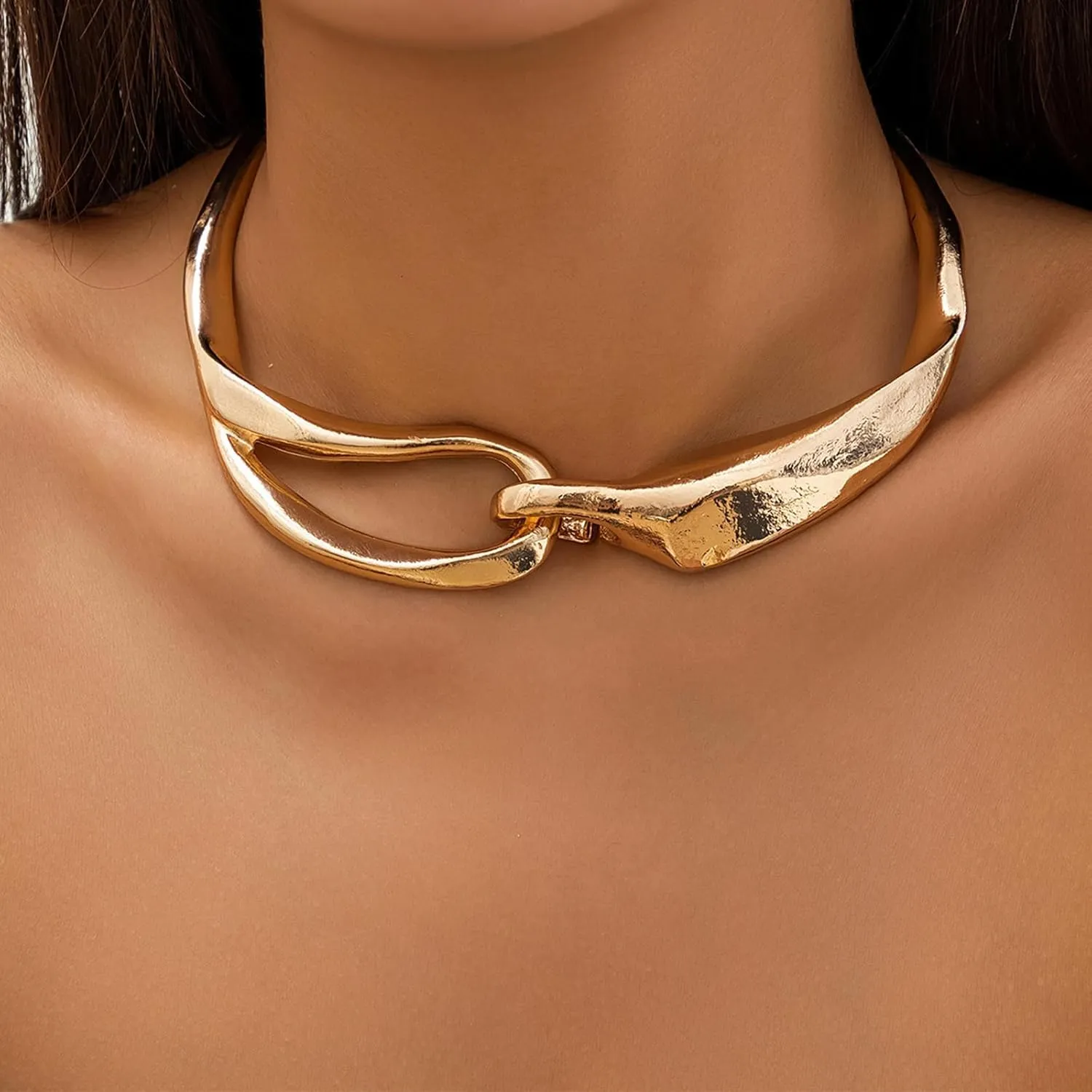 Dcfywl731 Chunky Gold Necklace Statement Necklace for Women Trendy Dainty Gold Choker Necklaces for Woman Gold Accessories Gifts