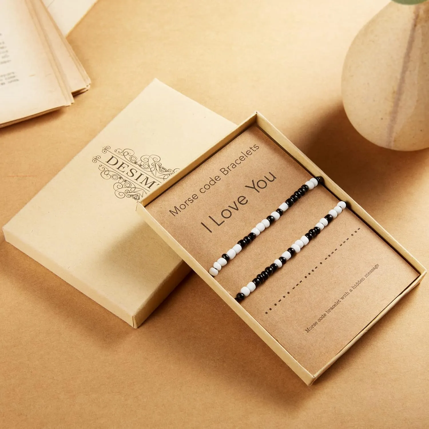 Desimtion Gifts for Boyfriend, Couples Bracelets for Him Girlfriend Her, I Love You Morse Code Bracelet, Long Distance Relationships Matching Bracelets