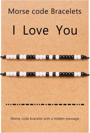 Desimtion Gifts for Boyfriend, Couples Bracelets for Him Girlfriend Her, I Love You Morse Code Bracelet, Long Distance Relationships Matching Bracelets