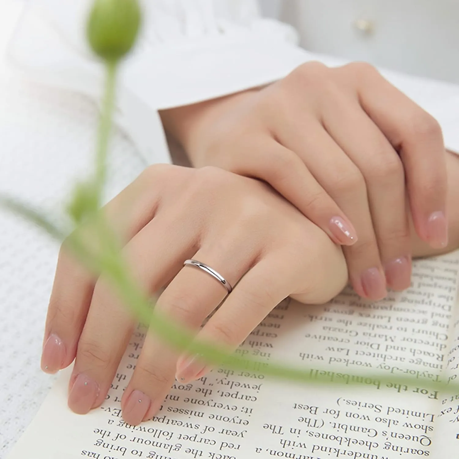 Diamday S925 Sterling Silver Rings for Women Men High Polished Sterling Silver Band Thumb Stackable Ring Comfort Fit 1mm 2mm 4mm