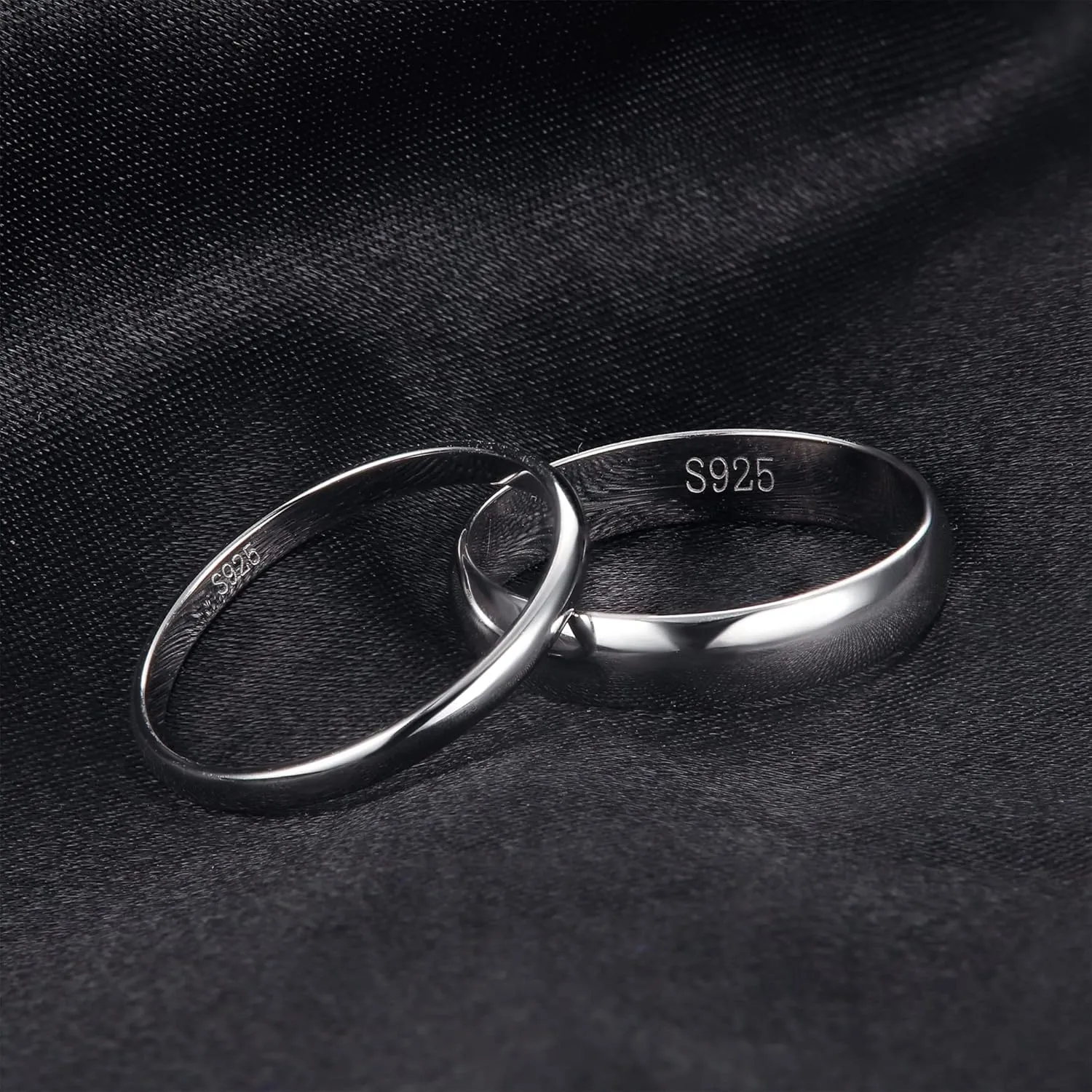 Diamday S925 Sterling Silver Rings for Women Men High Polished Sterling Silver Band Thumb Stackable Ring Comfort Fit 1mm 2mm 4mm