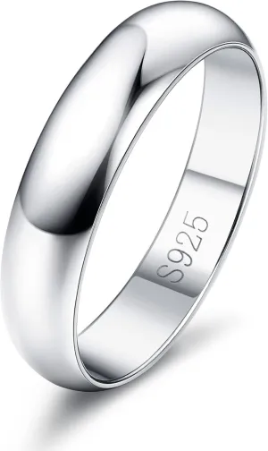 Diamday S925 Sterling Silver Rings for Women Men High Polished Sterling Silver Band Thumb Stackable Ring Comfort Fit 1mm 2mm 4mm