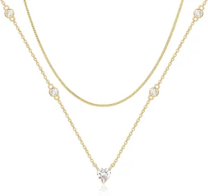 Diamond Necklaces for Women, Gold Layered Pendant Set Silver Trendy Snake Chain Cross Necklace Dainty Jewelry for Women