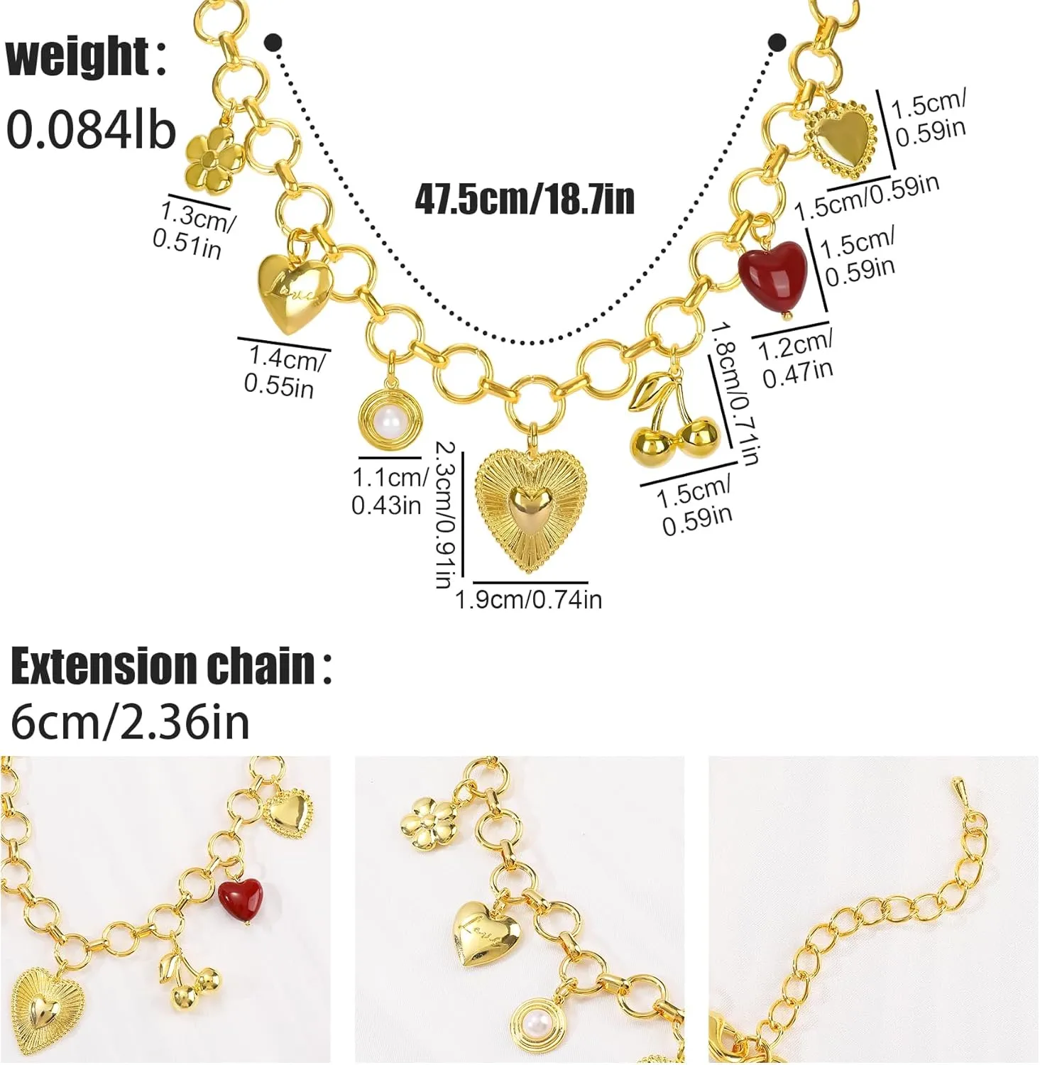 Dragonfly Butterfly Insect Heart Cherry Cross Necklace for Women,14K Gold Plated Ladybug Fly Mushroom Dragonfly Rose Cherry Floral Pearl Religious O-Ring Chain Stocking Stuffers for Christmas Gifts