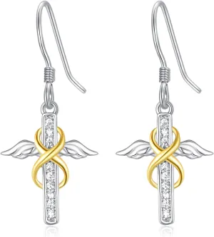 Dreamboat Sterling Silver Cross Earrings for Women Dangle Earrings Faith Christian Jewelry Confirmation Religious Gifts for Mom