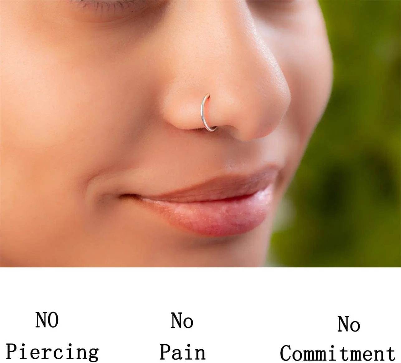 Earmark 20G 5Pcs Adjustable 8MM Fake Nose Rings Hoop in High Polished Surgical Steel | Diameter 8MM | Color Gold - Silver - Black - Rainbow