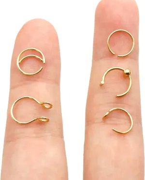 Earmark 20G 5Pcs Adjustable 8MM Fake Nose Rings Hoop in High Polished Surgical Steel | Diameter 8MM | Color Gold - Silver - Black - Rainbow