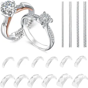 Eiito Ring Sizers for Loose Rings, Make Ring 0.5-1 Size Smaller Without Resizing, 16 Pack Invisible Rings Adjuster Guards Spacer for Men and Women, 2 Styles Insert and Spiral