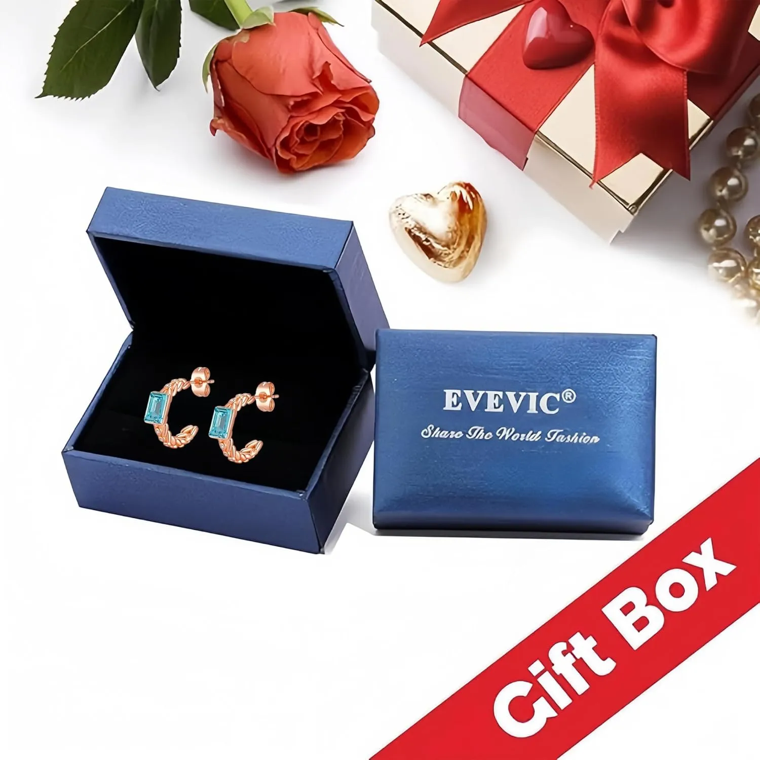 Elegant Rectangular Crystal Chunky Hoops Earrings for Women 14K Gold Plated Hypoallergenic Jewelry
