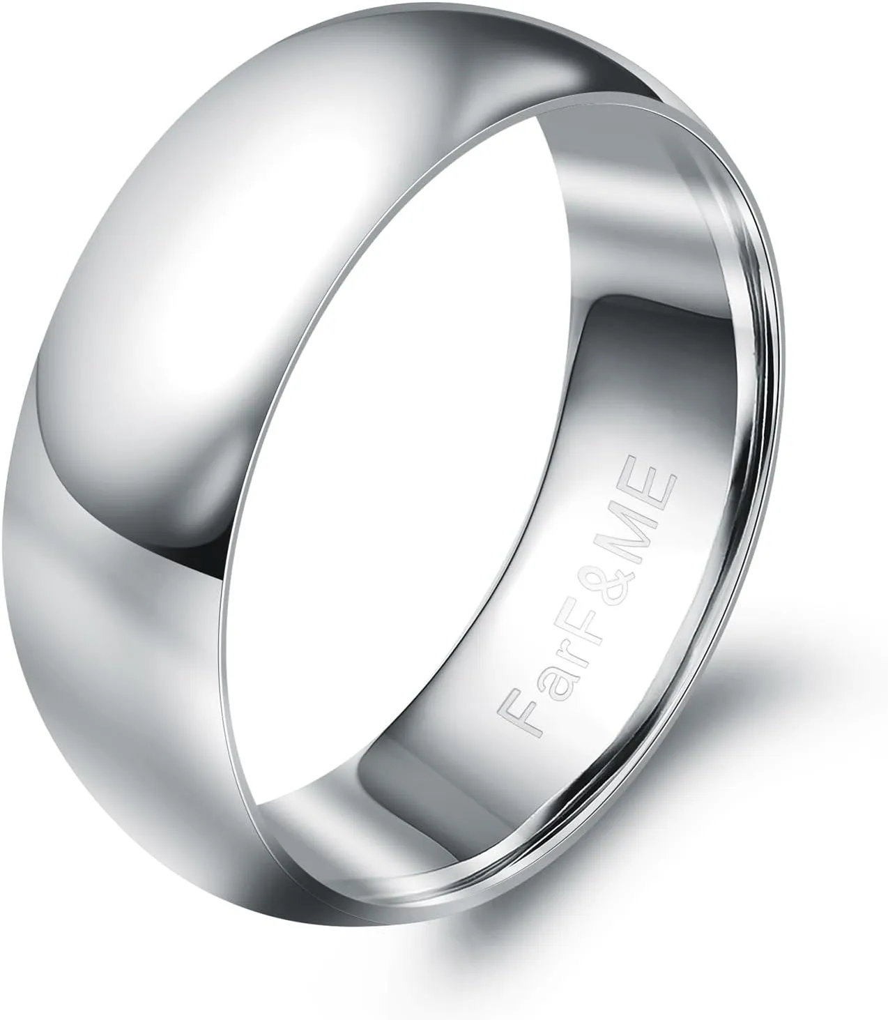 FarF&ME 6mm 8mm Men Ring Dome High Polished Silver/18K Gold Plated Tungsten Couple Ring Engagement Wedding Band Comfort Fit 8-12